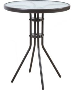Стол DUBLIN D60xH70см, столешница: 5мм прозрачное волнистое стекло, стальная рама, цвет: тёмно- коричневый