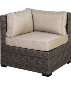 Moduļu dīvāns SEVILLA ar spilveniem, stūra daļa, 76,5x76,5xH74,5 cm, alumīnija rāmis ar plastikāta pinumu, krāsa: tumši