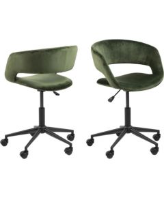 Рабочий стул GRACE 65x64xH87см, сиденье и спинка: бархат, цвет: зеленый лес, ножка: черная, колесики: мягкие