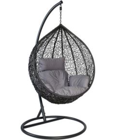 Подвесное кресло DROPLET с подушками, 125x125xH200cм, ножка:стальная труба, сиденье: плетение из пластика, тёмно-серый