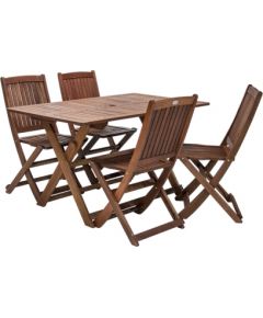 Dārza mēbeļu komplekts MODENA, galds un 4 krēsli (07098), saliekams, koks: meranti, apdare: piesūcināts ar eļļu