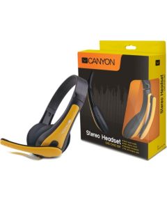 CANYON entry price PC headset, combined 3,5 plug, leather pads, Black-yellow