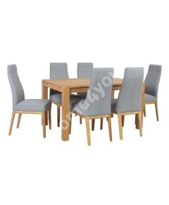 Dining set CHICAGO NEW with 6-chairs (19968) solid wood / MDF with natural oak veneer, oiled