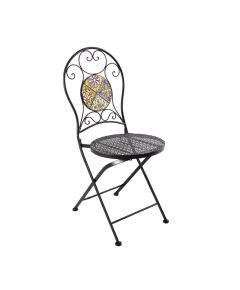 Dārza krēsls MOROCCO 38x38xH93cm, saliekams, apaļa atzveltne un sēdvieta, melns metāla rāmis