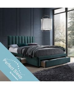 Gulta GRACE ar matraci HARMONY TOP (86864) 160x200cm, ar 3-atvilknēm, materiāls: mēbeļu tekstils, krāsa: zaļš