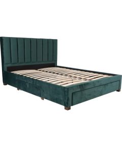 Кровать GRACE с 3-ящиками, без матрас, 160x200cм, обивка из мебельного текстиля, цвет: зелёный