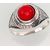 Серебряное кольцо #2100947(POX-BK)_COX, Серебро	925°, оксид (покрытие), Коралл (Имитация) , Размер: 17.5, 3.3 гр.