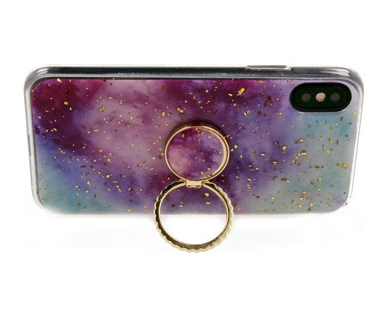 Fusion Marble Ring Back Case Silikona Aizsargapvalks Priekš Apple iPhone 11 Pro Violets - Zils