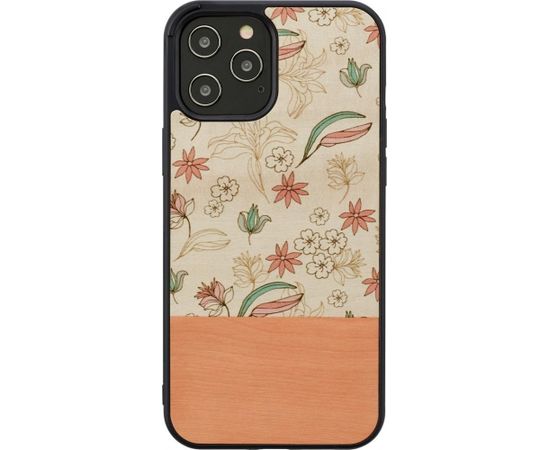 MAN&WOOD case for iPhone 12/12 Pro pink flower black