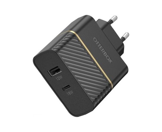 OTTERBOX WALL CHARGER 30W - USB-C 18W + USB-A 12W PD FAST CHARGE BLACK