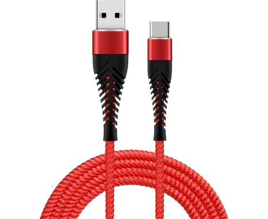 Кабель Fusion Fishbone USB-A - USB-C, 30 Вт / 3А / 1,5 м красный