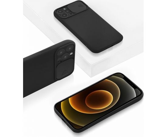 Mocco Matte Silicone Back Case Camera Protect Aizmugurējais Silikona Apvalks ar Aizsargvāciņu Kamerai Priekš Apple iPhone 12 Pro Max Melns