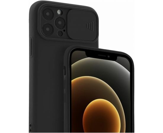 Mocco Matte Silicone Back Case Camera Protect Aizmugurējais Silikona Apvalks ar Aizsargvāciņu Kamerai Priekš Apple iPhone 12 Pro Max Melns