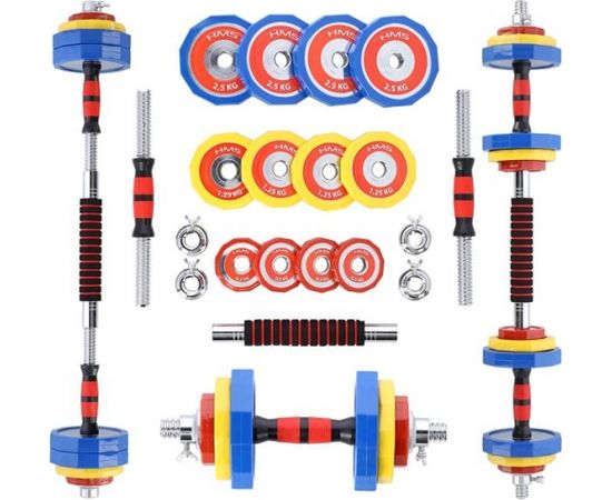 Hanteļu un stieņa komplekts ar čemodānu SKC20 2x10KG HMS