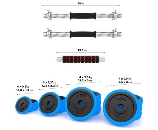 Hanteļu un stieņa komplekts SGG30BAR 30KG HMS