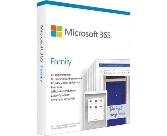 Microsoft 365 Family - 6 PC/MAC, 1 Year - DE - Box