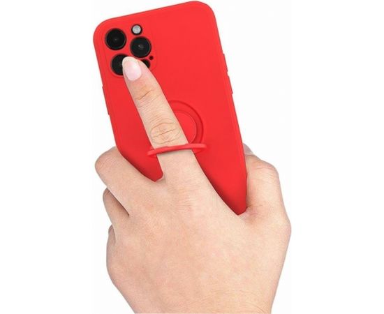 Mocco Pastel Ring Silicone Back Case Aizmugurējais Silikona Apvalks PriekšSamsung Galaxy S21 FE 5G Sarkans