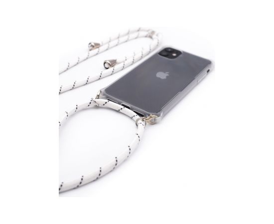 Evelatus Samsung A40 Case with rope White Stripes Transparent