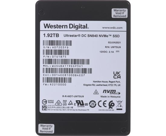 WESTERN DIGITAL SSD ULTRASTAR 1.92TB PCIE 0TS1875