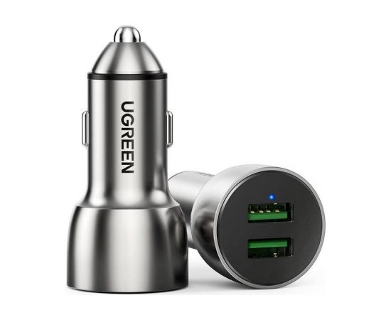 UGREEN QC 3.0 car charger, 2xUSB, 36W (gray)