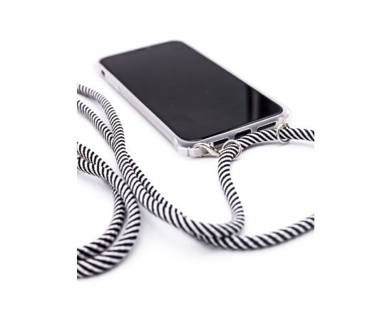 Evelatus Samsung A40s Case with rope Black Stripes Transparent