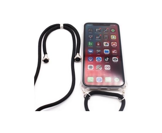 Evelatus Samsung A30s Case with rope Black Transparent