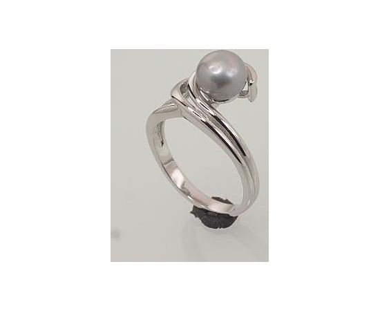 Серебряное кольцо #2101457(PRH-GR)_PE-GR, Серебро	925°, родий (покрытие),  Жемчуг , Размер: 16.5, 3.4 гр.