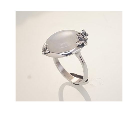 Серебряное кольцо #2101449(POX-BK)_MS, Серебро	925°, оксид (покрытие), Лунный камень , Размер: 18, 6 гр.