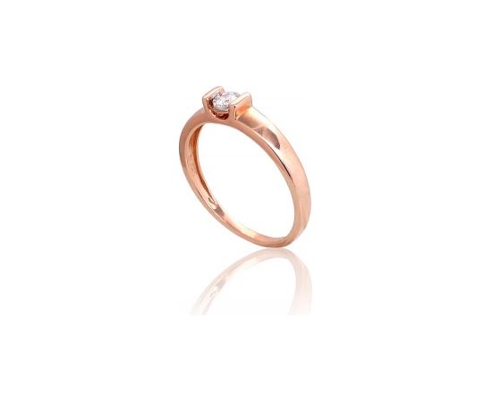 Золотое кольцо #1101038(Au-R+Au-W)_DI, Красное/Белое Золото	585°, Бриллианты (0,08Ct), Размер: 17.5, 2.3 гр.