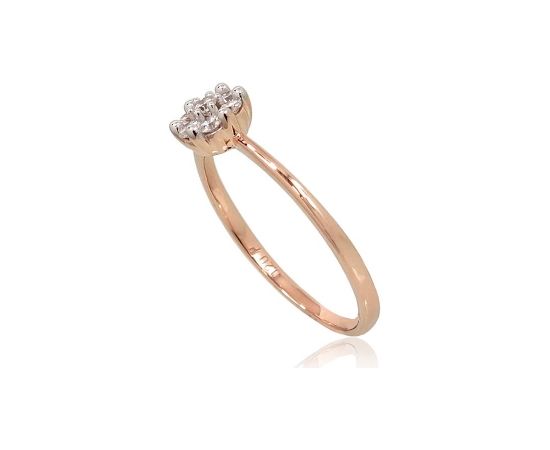 Золотое кольцо #1100692(Au-R+PRh-W)_DI, Красное Золото	585°, родий (покрытие) , Бриллианты (0,2Ct), Размер: 18, 1.69 гр.