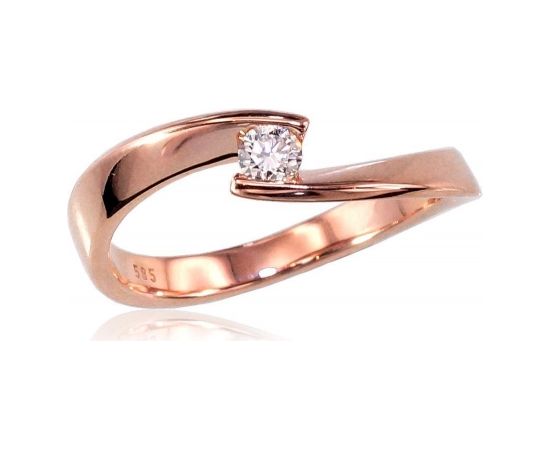 Золотое кольцо #1100382(Au-R)_DI, Красное Золото	585°, Бриллианты (0,13Ct), Размер: 17, 2.78 гр.