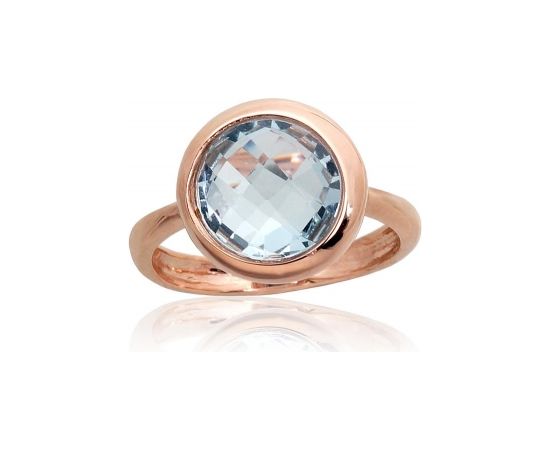 Золотое кольцо #1100959(Au-R)_TZLB, Красное Золото	585°, Небесно-голубой топаз , Размер: 18.5, 4.66 гр.