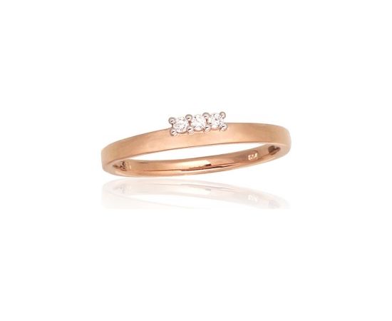 Золотое кольцо #1100947(Au-R+PRh-W)_DI, Красное Золото	585°, родий (покрытие) , Бриллианты (0,04Ct), Размер: 17.5, 1.54 гр.