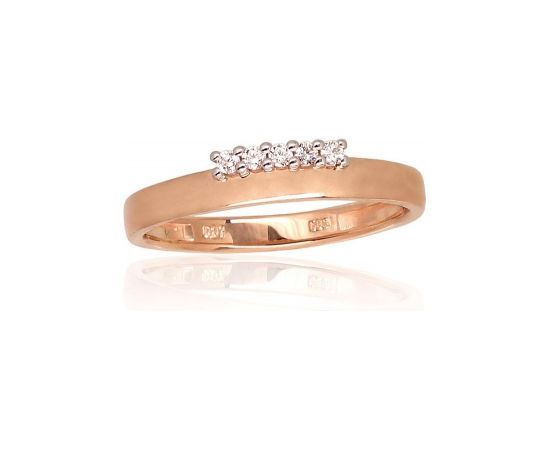 Золотое кольцо #1100948(Au-R+PRh-W)_DI, Красное Золото	585°, родий (покрытие) , Бриллианты (0,07Ct), Размер: 17, 1.8 гр.