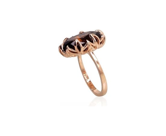 Золотое кольцо #1100914(Au-R)_KZSMSN, Красное Золото	585°, Дымчатый кварц (синт.) , Размер: 17, 5.65 гр.
