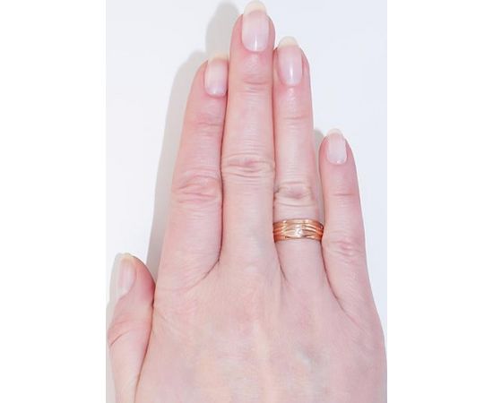 Золотое обручальное кольцо #1100544(AU-R)_CZ (Толщина кольца 6mm), Красное золото	585°, Цирконы , Размер: 16, 4.7 гр.