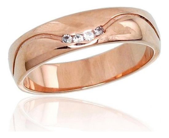 Золотое обручальное кольцо #1100543(AU-R)_CZ (Толщина кольца 5mm), Красное золото	585°, Цирконы , Размер: 20, 4.96 гр.