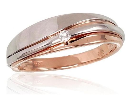 Золотое кольцо #1100651(AU-R+AU-W)_DI, Красное/Белое золото	585°, Бриллианты (0,03Ct), Размер: 17, 2.95 гр.