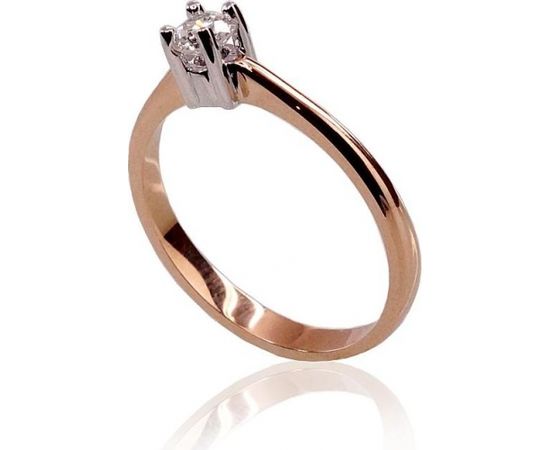 Помолвочное кольцо #1100403(AU-R+PRH-W)_DI, Красное золото	585°, родий (покрытие) , Бриллианты (0,29Ct), Размер: 18, 2.34 гр.