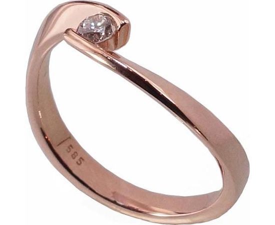 Золотое кольцо #1100382(AU-R)_DI, Красное золото	585°, Бриллианты (0,13Ct), Размер: 18, 2.69 гр.