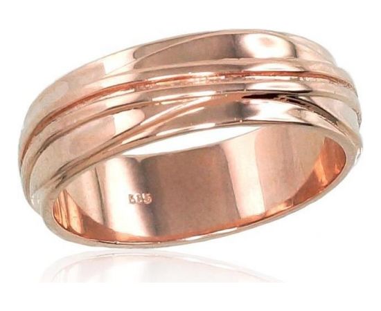 Золотое обручальное кольцо #1100553(AU-R) (Толщина кольца 6mm), Красное золото	585°, Размер: 22, 6.81 гр.