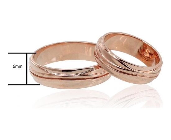 Золотое обручальное кольцо #1100553(AU-R) (Толщина кольца 6mm), Красное золото	585°, Размер: 22, 6.81 гр.