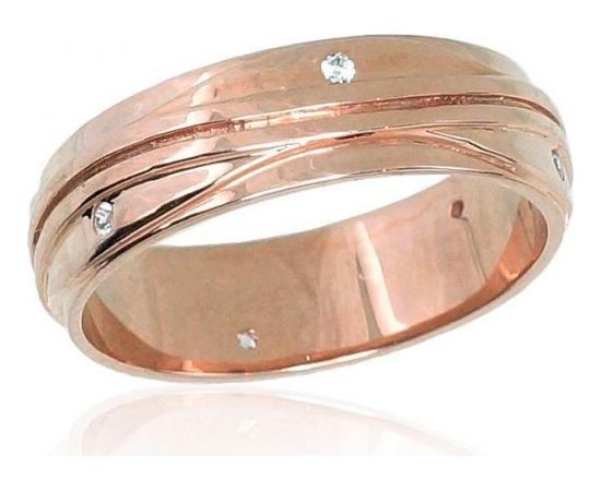 Золотое обручальное кольцо #1100552(AU-R)_CZ (Толщина кольца 6mm), Красное золото	585°, Цирконы , Размер: 17.5, 6.13 гр.