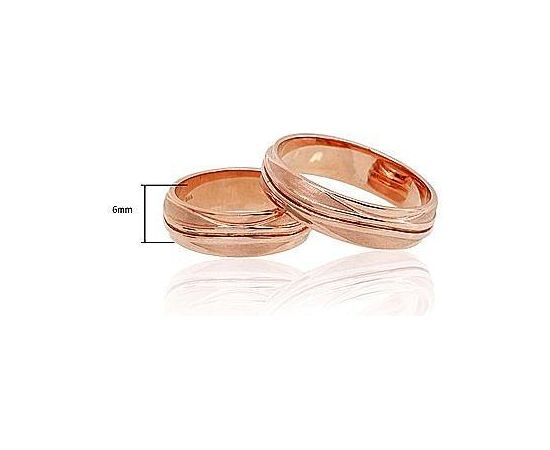 Золотое обручальное кольцо #1100545(AU-R) (Толщина кольца 6mm), Красное золото	585°, Размер: 22, 6.18 гр.