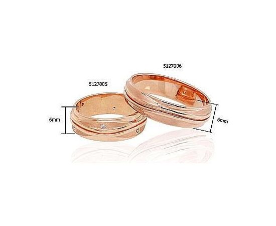 Золотое обручальное кольцо #1100544(AU-R)_CZ (Толщина кольца 6mm), Красное золото	585°, Цирконы , Размер: 17, 4.91 гр.