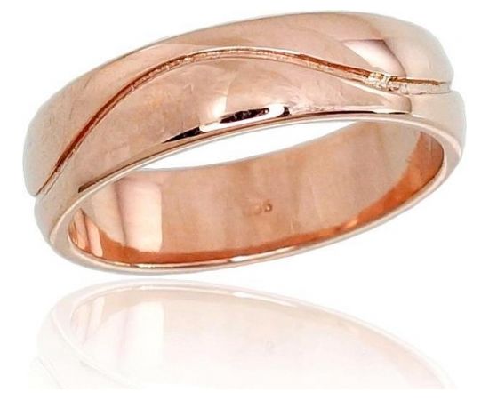 Золотое обручальное кольцо #1100101(AU-R) (Толщина кольца 5mm), Красное золото	585°, Размер: 22.5, 5.04 гр.