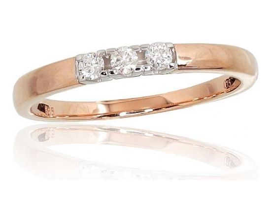 Золотое кольцо #1100697(AU-R+AU-W)_DI, Красное/Белое золото	585°, Бриллианты (0,15Ct), Размер: 17.5, 2.02 гр.