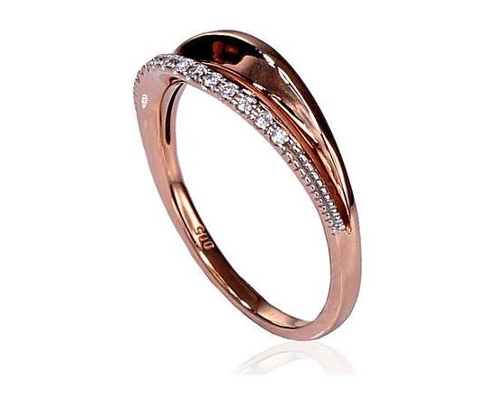 Золотое кольцо #1100163(AU-R+PRH-W)_DI, Красное золото	585°, родий (покрытие) , Бриллианты (0,05Ct), Размер: 17, 2.79 гр.