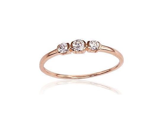 Золотое кольцо #1100160(AU-R)_DI, Красное золото	585°, Бриллианты (0,22Ct), Размер: 18, 1.01 гр.