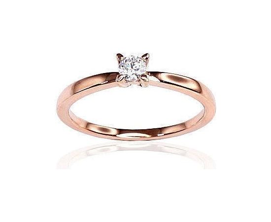 Помолвочное кольцо #1100154(AU-R)_DI, Красное золото	585°, Бриллианты (0,15Ct), Размер: 18.5, 1.9 гр.